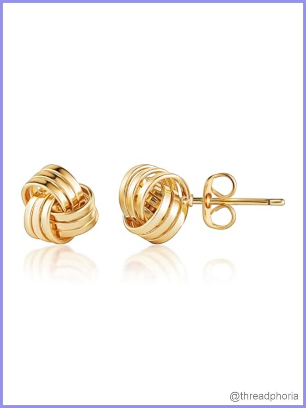 18K Gold Plated Woven Love Knot Stud Earrings